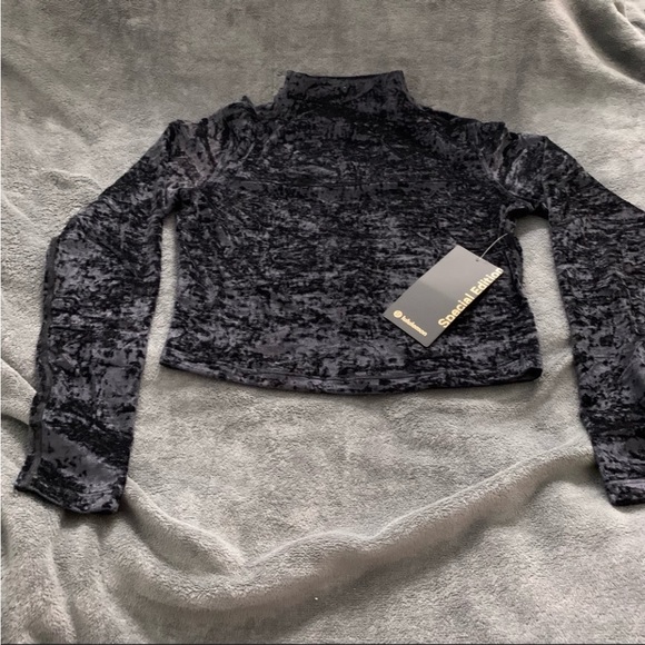 All Aligned Mock Neck Long Sleeve Shirt Crushed Velvet - Picture 4 of 6